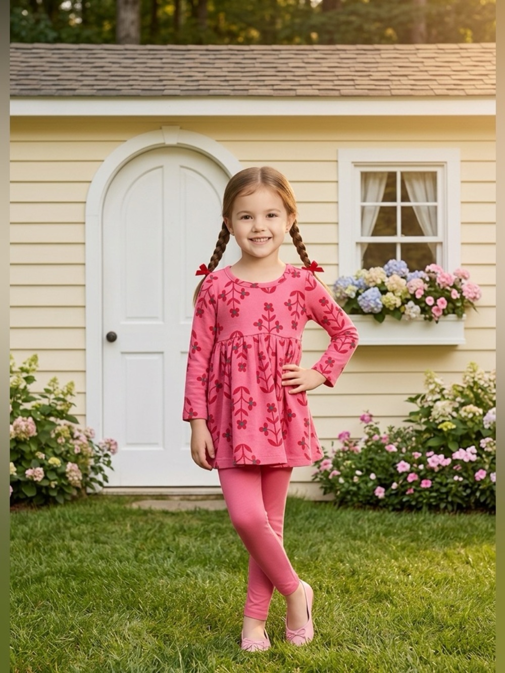 Hanna Andersson Pink Floral Long Sleeve Dress NWOT